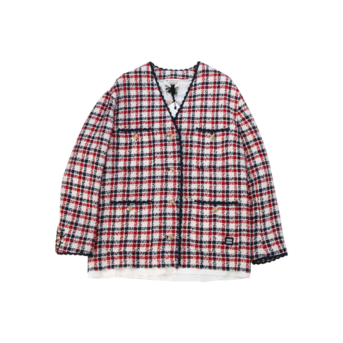 ITQR88N49DB9 Miu Miu Checked Tweed Jacket C-C53717