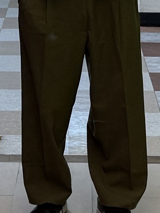 Uniqlo x Marni Wide Fit Pleated Trousers Olive, Jordan 1 Low Golf Black Gum Medium Brown 착용 스타일