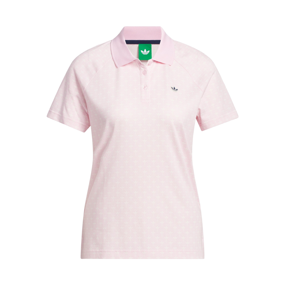 KE7776 (W) Adidas Originals All Over Trefoil Polo Shirt Clear Pink Chalk White - KR Sizing