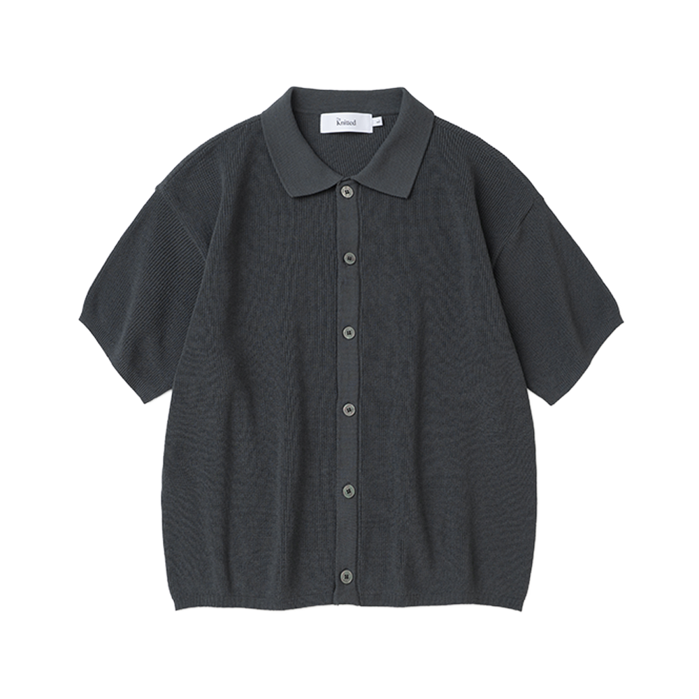 니티드 쿨에버 PK 크롭 반팔 가디건 차콜(Knitted Coolever PK Crop Half Sleeve Cardigan Charcoal)