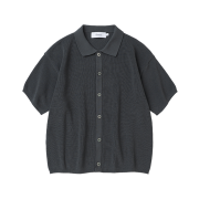 Knitted Coolever PK Crop Half Sleeve Cardigan Charcoal