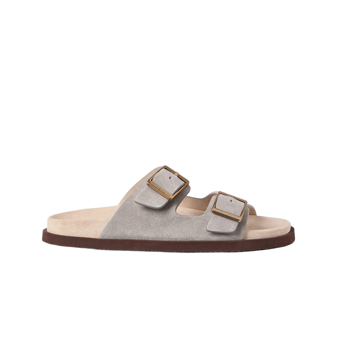 MZUSOLY235-CDK54 Brunello Cucinelli Suede Slide with Buckles Fog