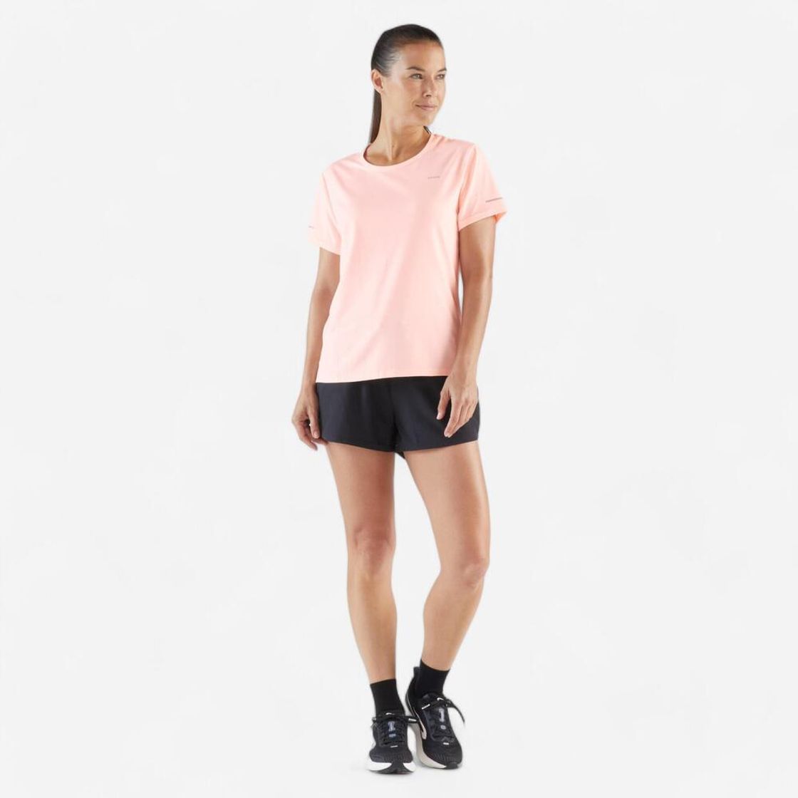 데카트론 여성 러닝 반팔 티 런 드라이 500 플루오 페일 핑크(DECATHLON Women's Running Short-Sleeved T-Shirt Run Dry 500 Fluorescent Pale Pink) - 2