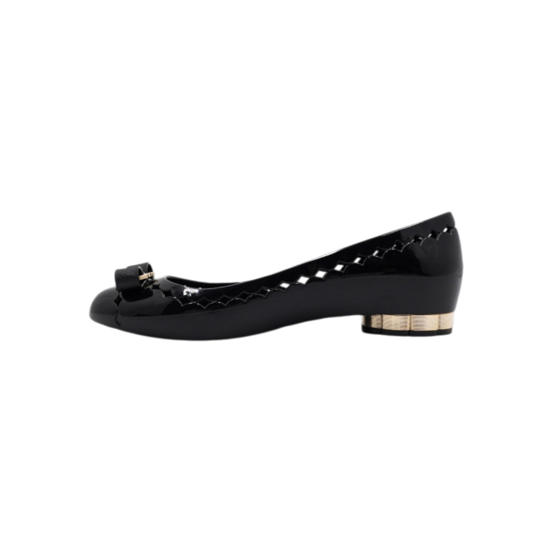 페라가모 UJ 18589 블랙 젤리 여성 플랫슈즈aa62468(Ferragamo UJ 18589 Black Jelly Flats) - 1
