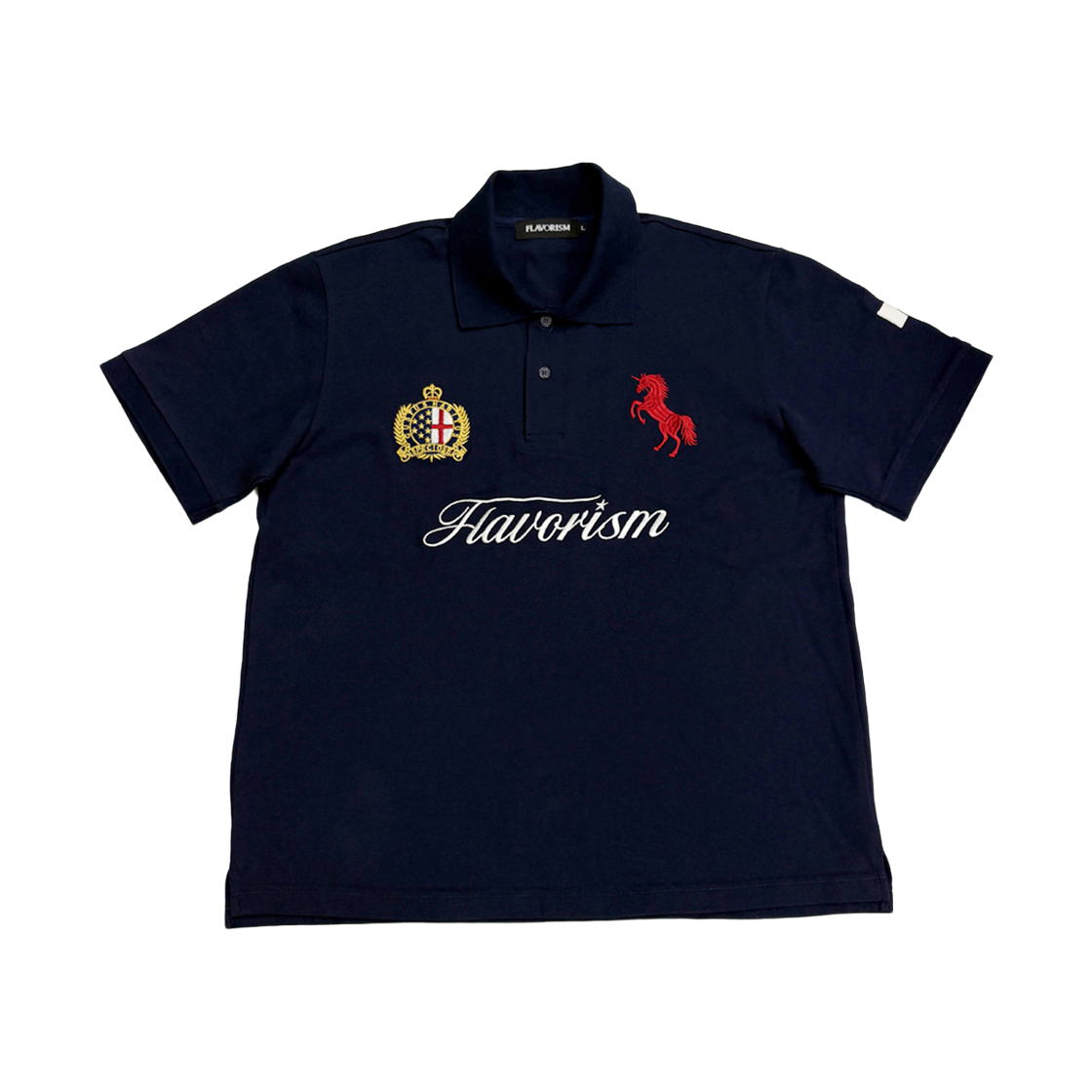 플레이버리즘 레드 홀스 피케 셔츠 네이비(Flavorism Red Horse Pique Shirt Navy)