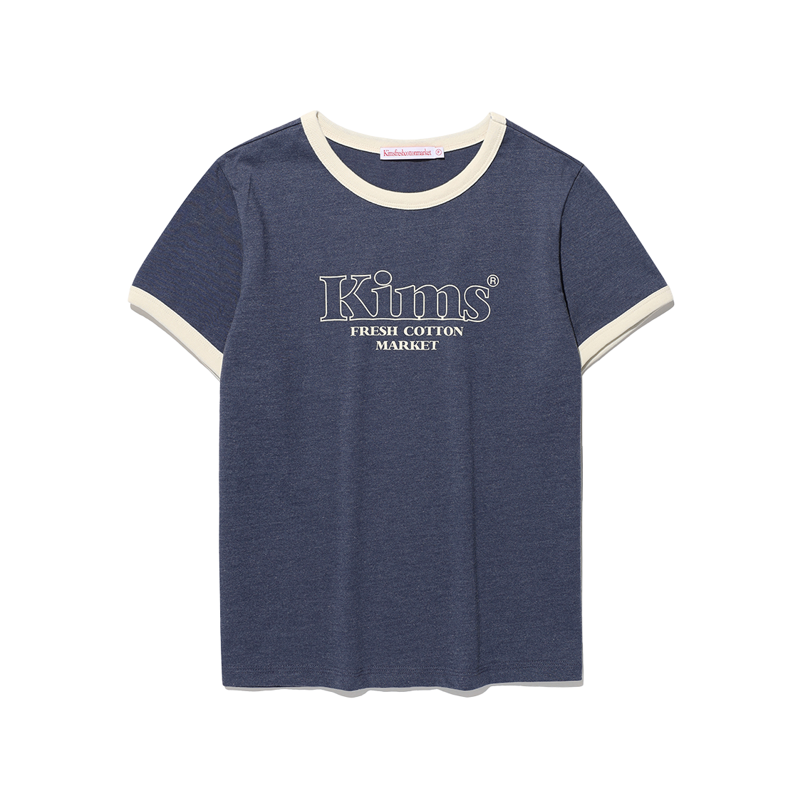 KIB6MFT508ABL Kims Fresh Cotton Market Kims Bam Line Ringer Tee Blue