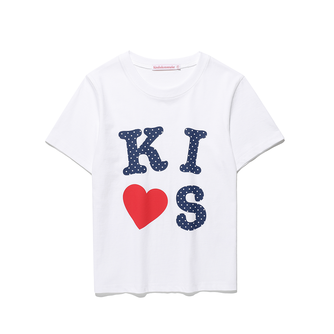 KIB6MFT510BWH Kims Fresh Cotton Market Kiss Mar Dot Logo Tee White
