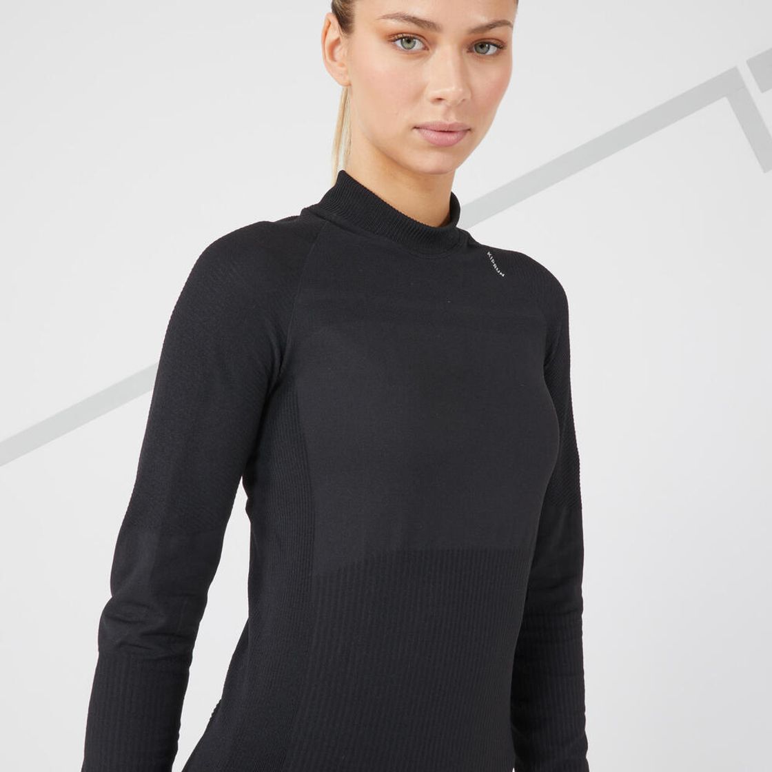 데카트론 여성 러닝 심리스 긴팔 티 런 스킨케어 500 스모크 블랙(DECATHLON Women's Running Seamless Long-Sleeved T-Shirt Run Skincare 500 Smoke Black) - 6