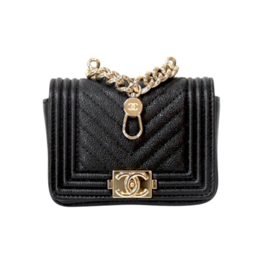 샤넬 블랙 캐비어스킨 보이 체인 지갑 C-B53276(Chanel Black Caviar Boy Chain Wallet C-B53276)