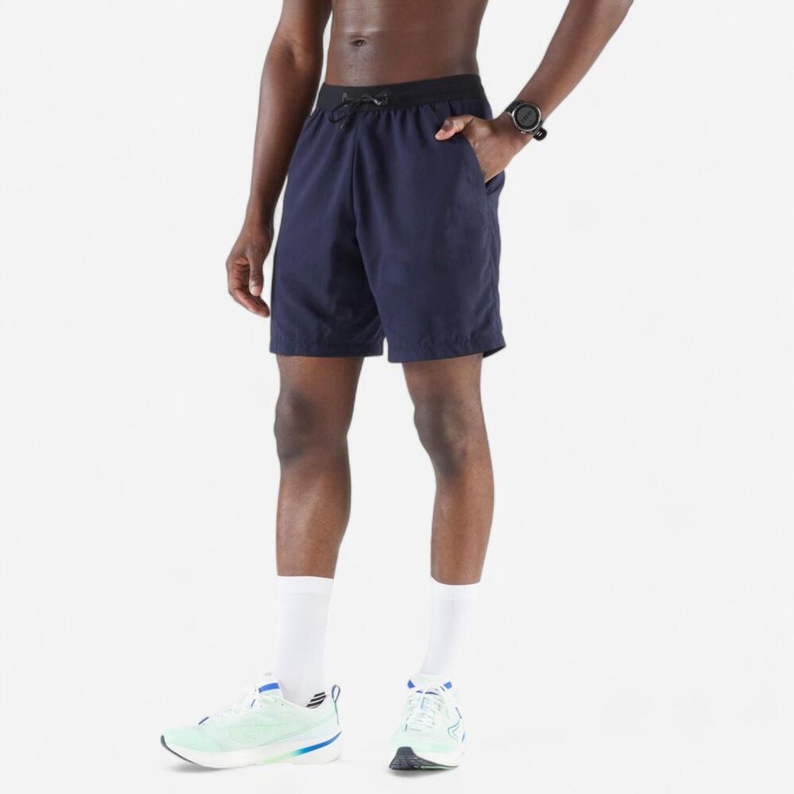 데카트론 남성 8인치 러닝 경량 쇼츠 런 드라이 플러스 500 아스팔트 블루(DECATHLON Men's 8" Running Lightweight Shorts Run Dry Plus 500 Asphalt Blue) - 8