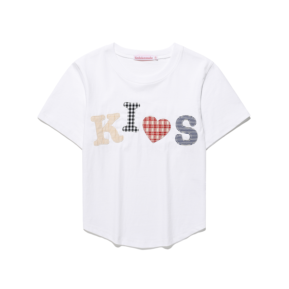 KIB6MFT503BWH Kims Fresh Cotton Market Bumpy Kiss Logo App Tee White