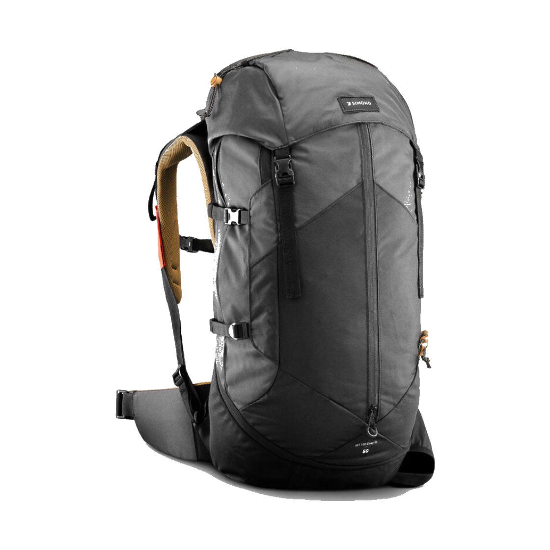 데카트론 남성 백패킹 백팩 50L 이지핏 MT100 카본 그레이(DECATHLON Men's Backpacking Backpack 50L Easyfit MT100 Carbon Grey)