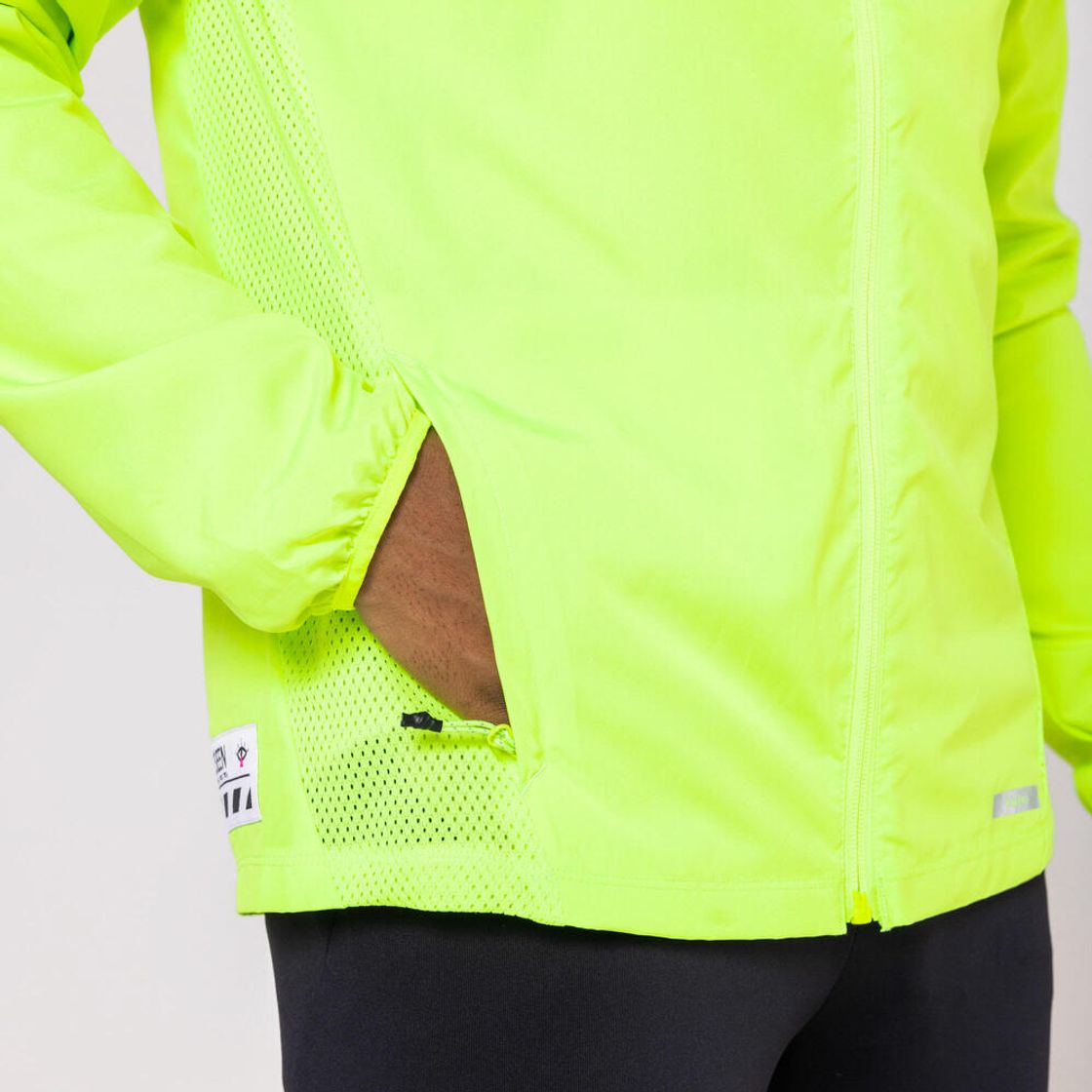 데카트론 남성 러닝 형광 윈드 자켓 런 100 플루오 애시드 옐로우(DECATHLON Men's Running High-Visibility Wind Jacket Run 100 Fluorescent Acid Yellow) - 4