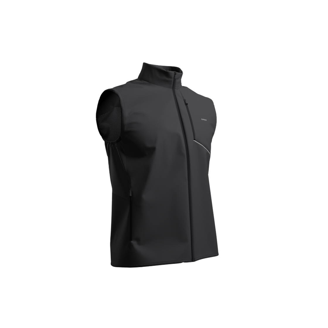 8928483 DECATHLON Men's Running Wind Vest Run 500 Smoke Black