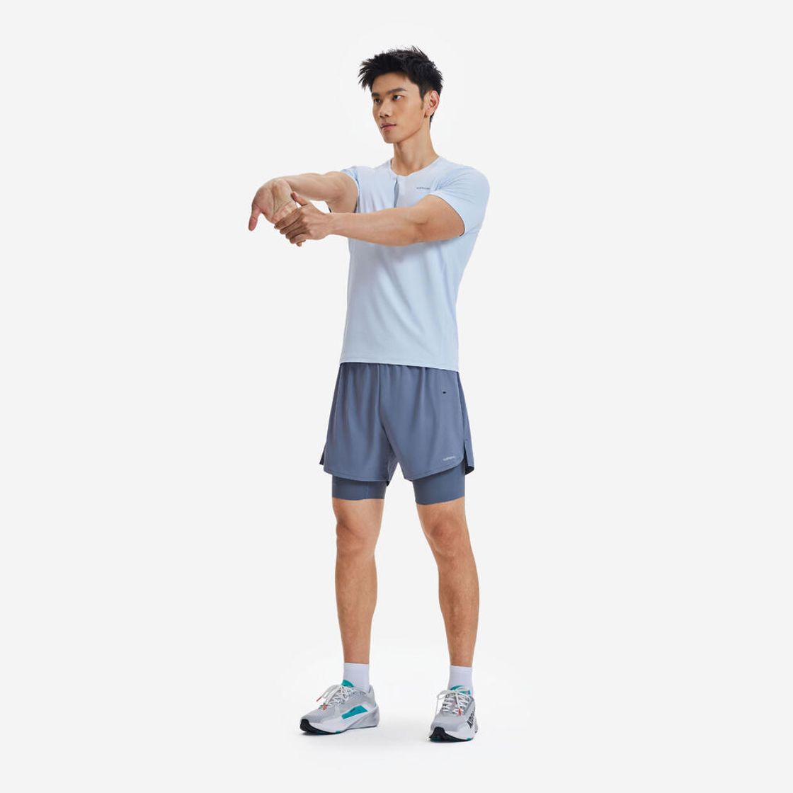 데카트론 남성 5인치 러닝 투인원 쇼츠 런 500 콘크리트 그레이(DECATHLON Men's 5" Running 2-in-1 Shorts Run 500 Concrete Grey) - 7