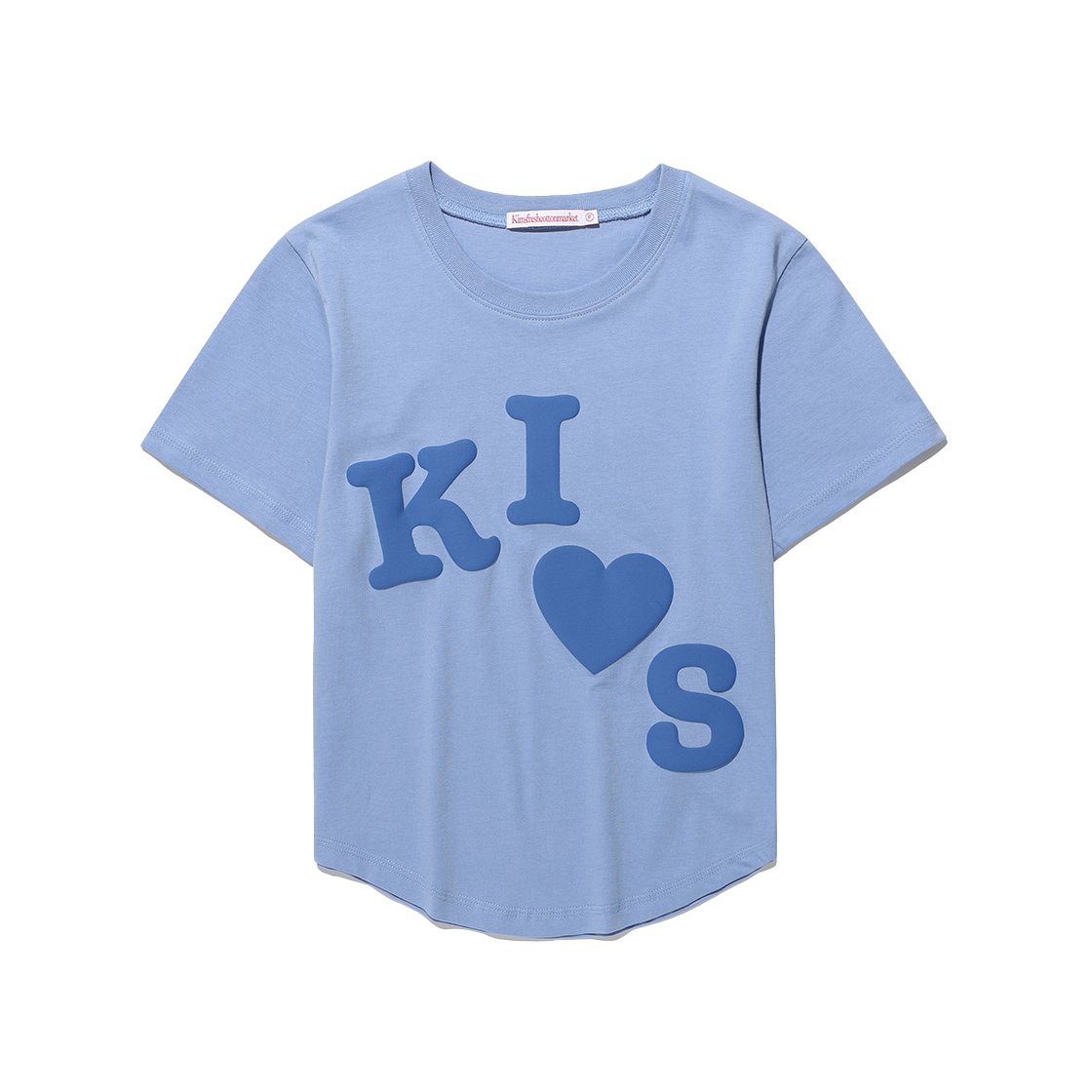 KIB6MFT504ABL Kims Fresh Cotton Market Messy Kiss Logo Tee Blue