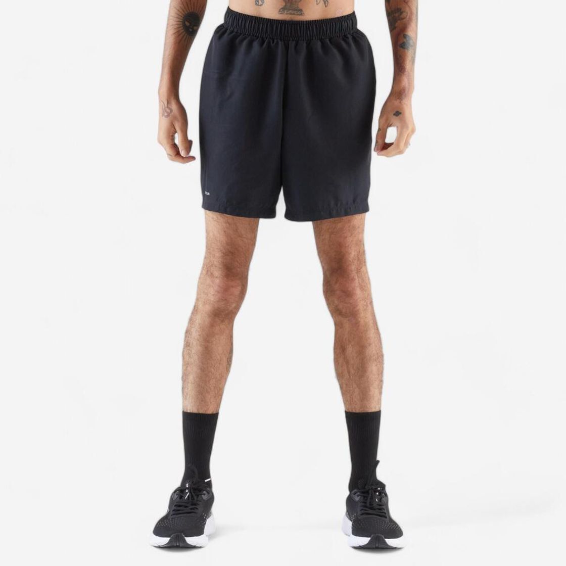 데카트론 남성 7인치 러닝 쇼츠 런 드라이 100 스모크 블랙(DECATHLON Men's 7" Running Shorts Run Dry 100 Smoke Black) - 4