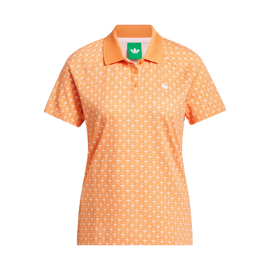 KE7775 (W) Adidas Originals All Over Trefoil Polo Shirt Dusky Orange Chalk White - KR Sizing