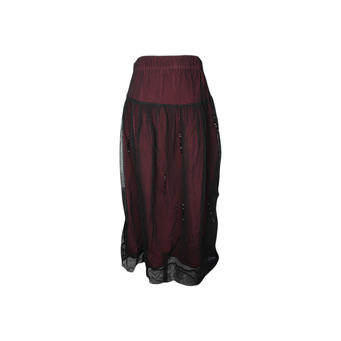 막스마라 블랙 튤 마룬 밴딩 스커트(Max Mara Black Tulle Maroon Band Skirt)