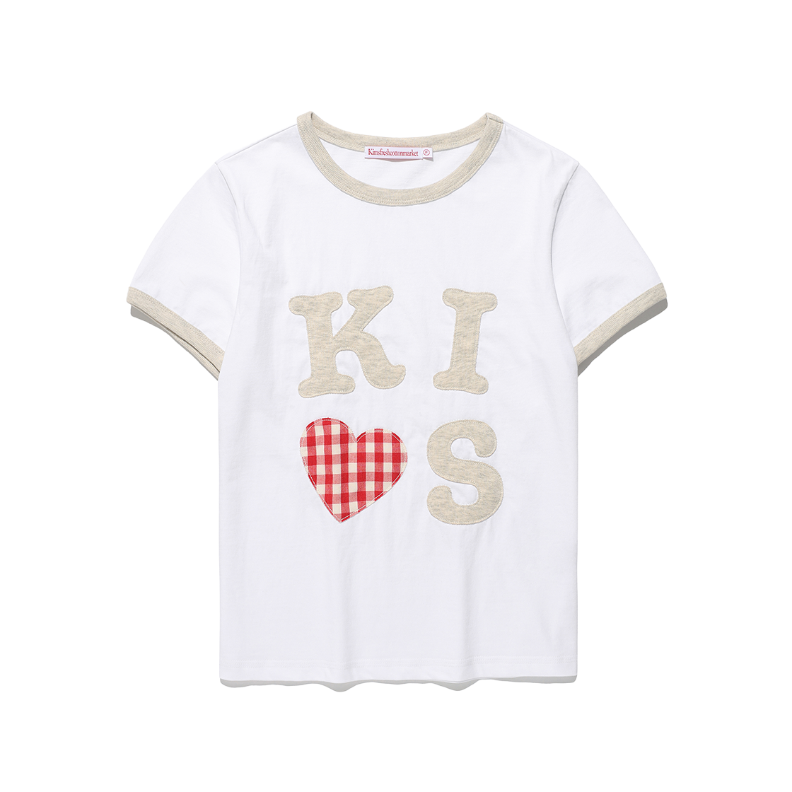 KIB6MFT510CWH Kims Fresh Cotton Market Kiss Mar App Logo Tee White
