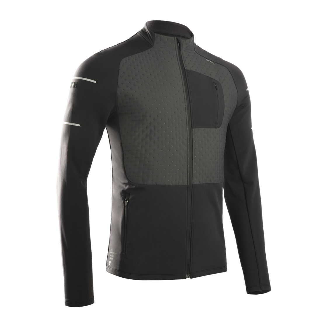 8736268 DECATHLON Men's Running Jacket Run Warm 900 Smoke Black