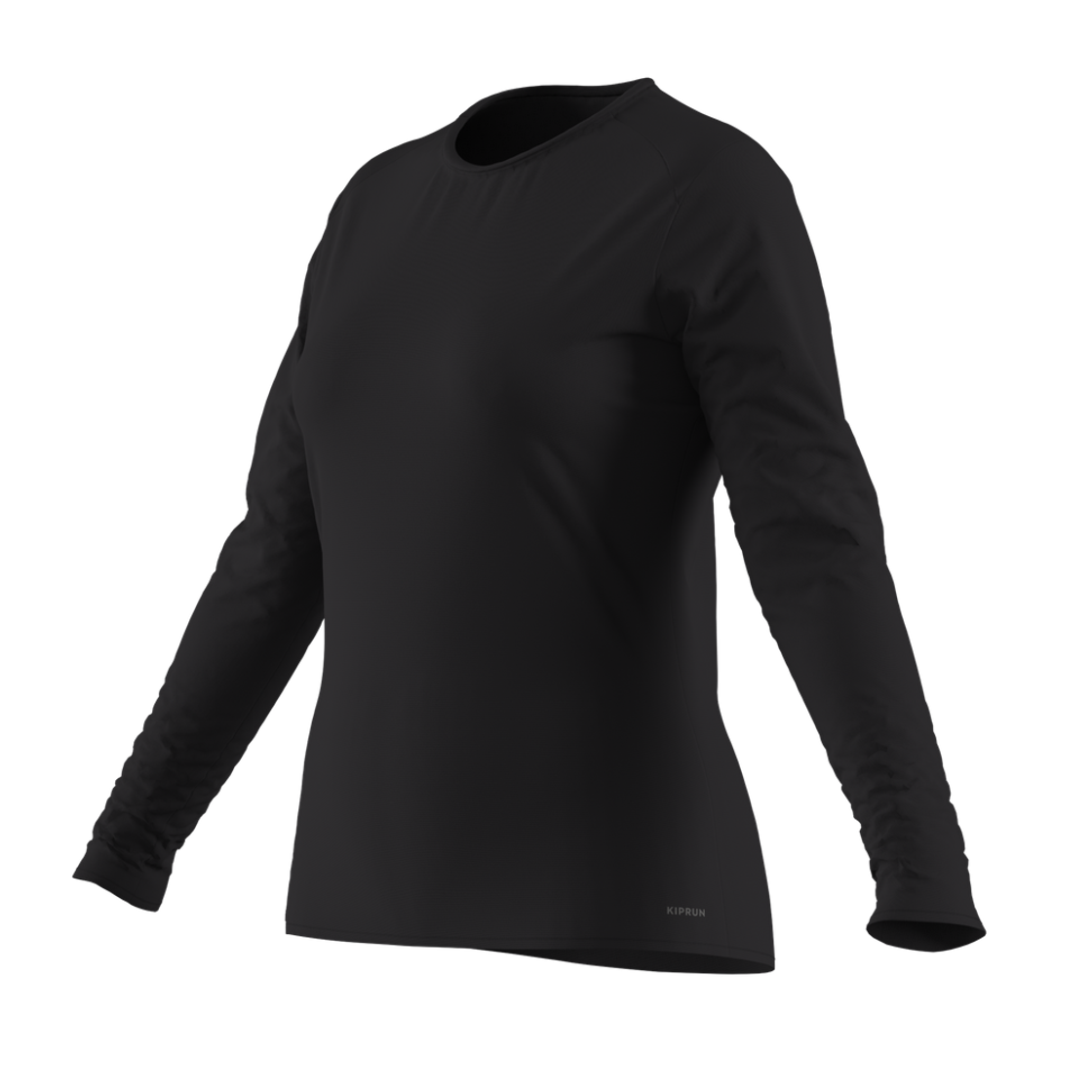 8380664 DECATHLON Women's Running Long-Sleeved T-Shirt Run Sun Protect 100 Smoke Black