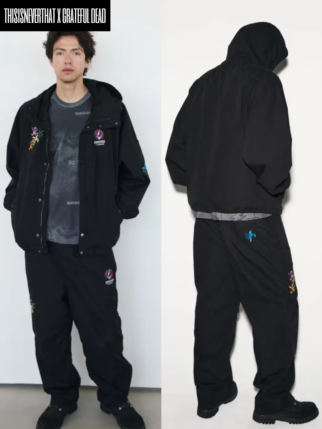 Thisisneverthat x Grateful Dead Ol Dancing Bears Jacket Patchwork, Thisisneverthat x Grateful Dead Ol Dancing Bears Jacket Stone 착용 스타일 - 3