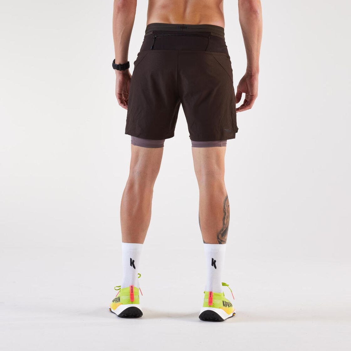 데카트론 남성 9인치 트레일러닝 투인원 쇼츠 런 울트라 900 카카오 브라운(DECATHLON Men's 9" Trail Running 2-in-1 Shorts Run Ultra 900 Cacao Brown) - 2