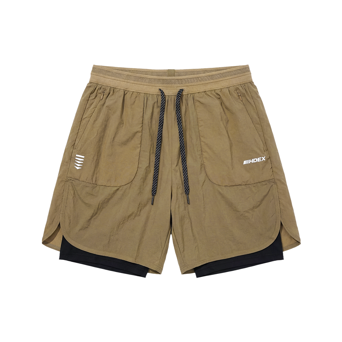 에이치덱스 어시스트 투인원 립스탑 쇼츠 카멜(HDEX Assist 2-in-1 Ripstop Shorts)