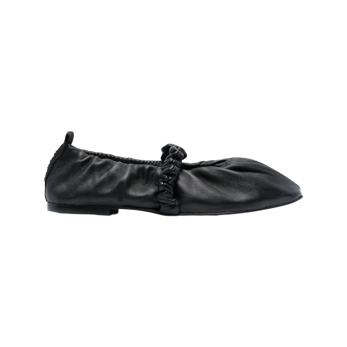 (W) 가니 스크런치 발레리나 플랫 블랙((W) Ganni Scrunchie Ballerina Flats Black)