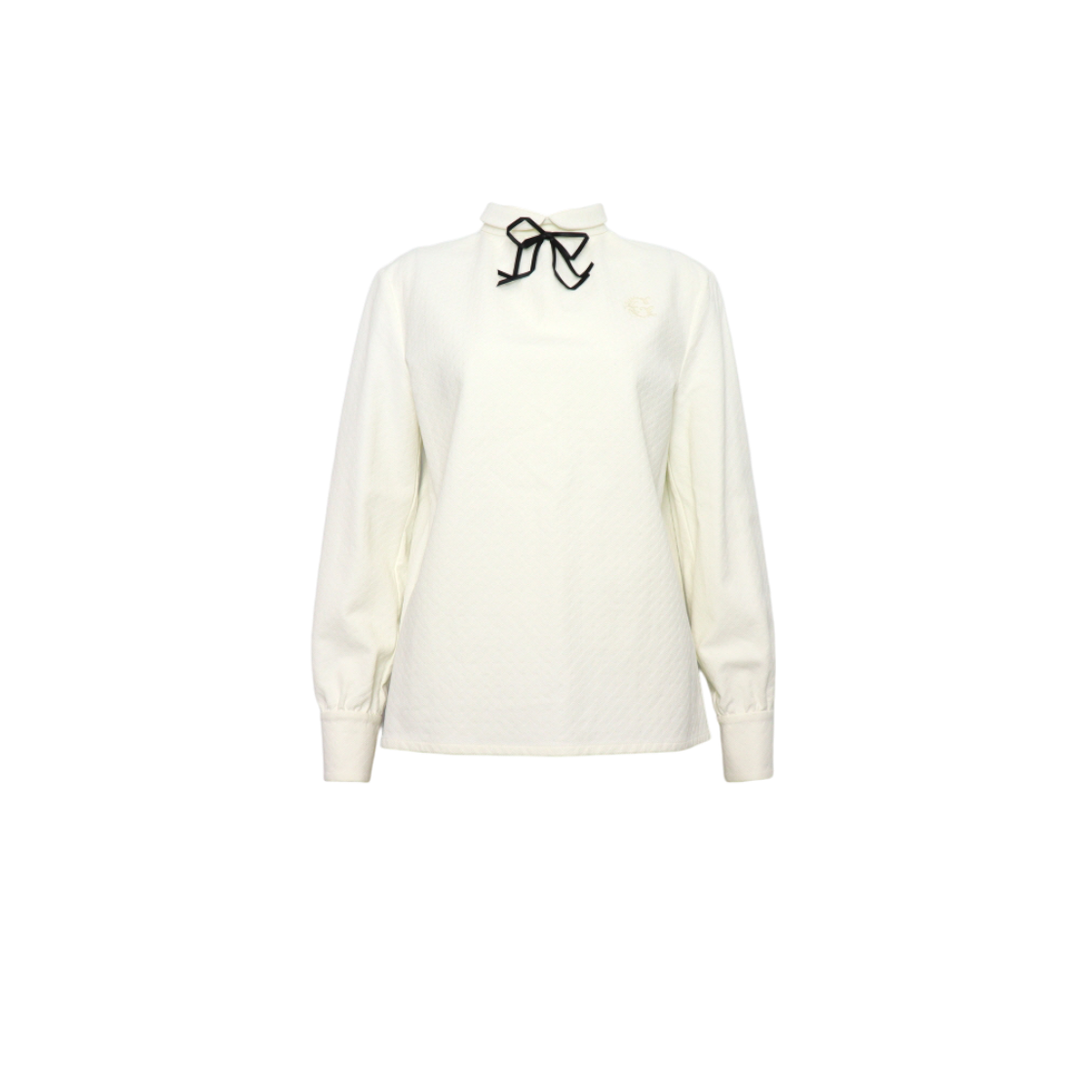 구찌 633317 화이트 코튼 리본 롤업 카라 바로크 자수 여성 블라우스 셔츠aa62759(Gucci White Cotton Ribbon Roll-Up Collar Baroque Embroidered Blouse) - 1