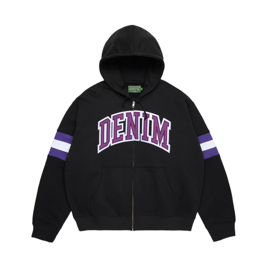 데님 티어스 DT 스트라이프 집 후드 블랙(Denim Tears DT Stripe Zip Hoodie Black) - 1
