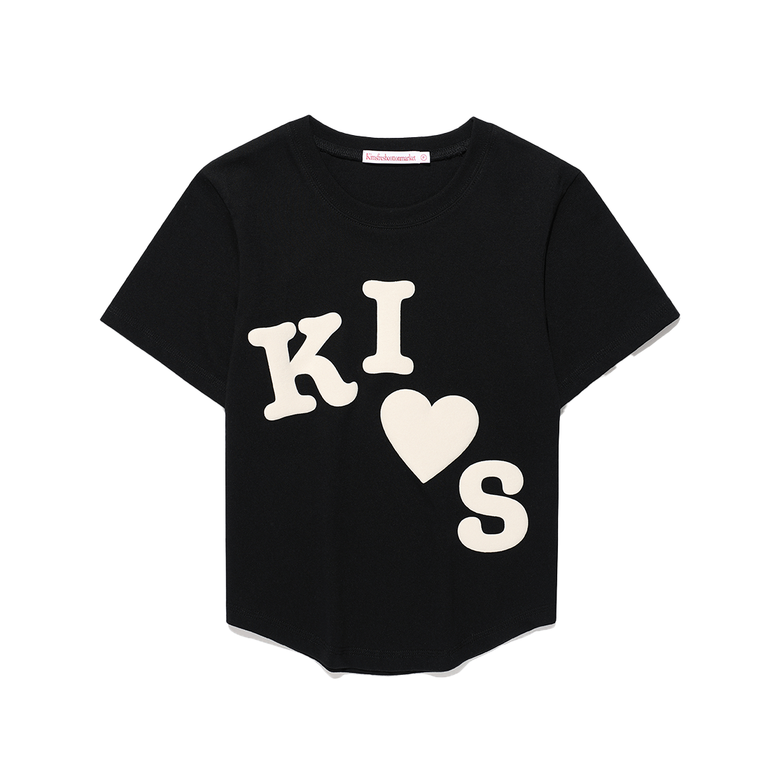 KIB6MFT504ABK Kims Fresh Cotton Market Messy Kiss Logo Tee Black