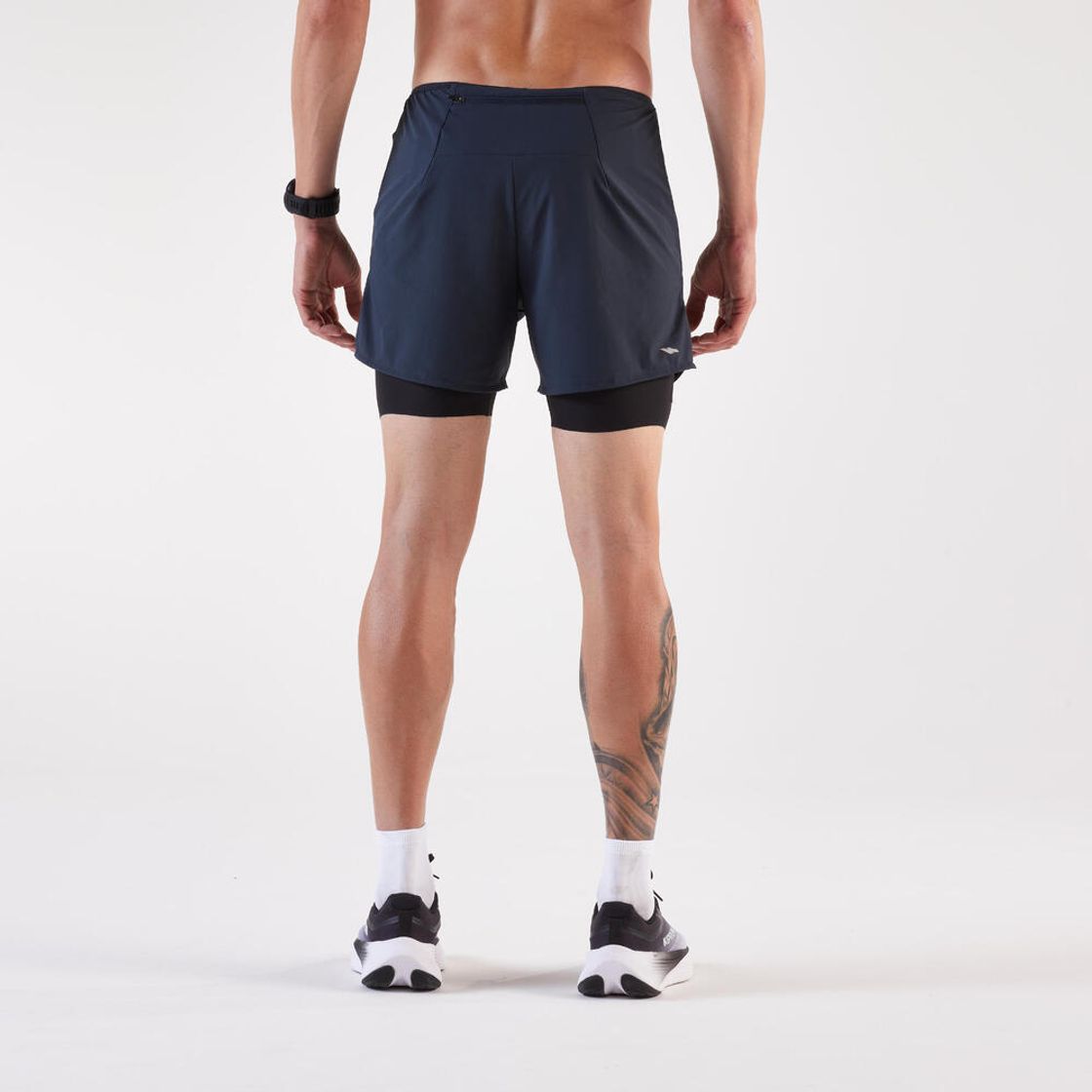 데카트론 남성 5인치 러닝 투인원 쇼츠 런 500 스모크 블랙(DECATHLON Kiprun Men's Running 2in1 Shorts Run 500 Smoke Black) - 2
