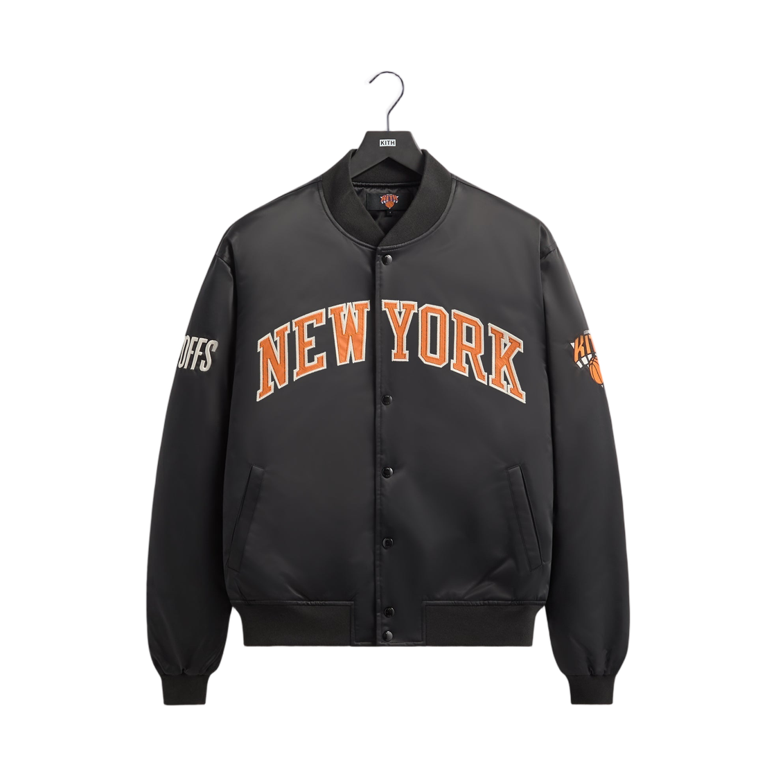 키스 x 뉴욕 닉스 플레이오프 사틴 봄버 자켓 블랙(Kith x New York Knicks Playoffs Satin Bomber Jacket Black)