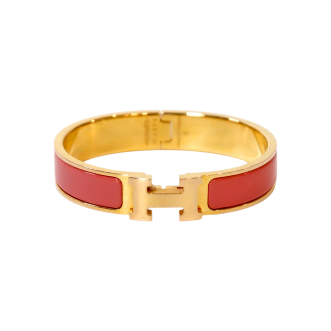 ITSHC9DIPFAU Hermes Pink Click H Bracelet in Gold