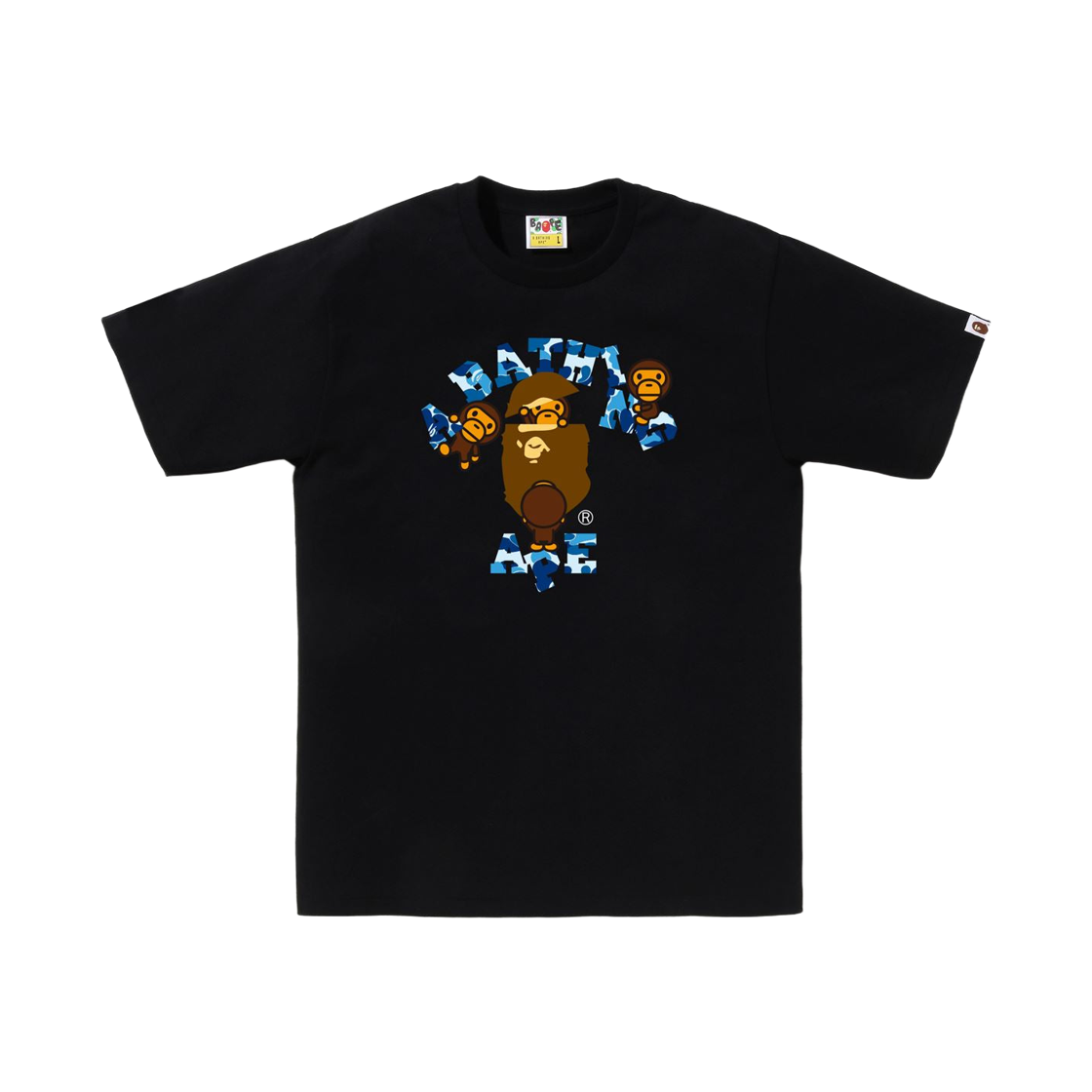 0ZXTEMX10004N BAPE ABC Camo College Milo T-Shirt Black Blue