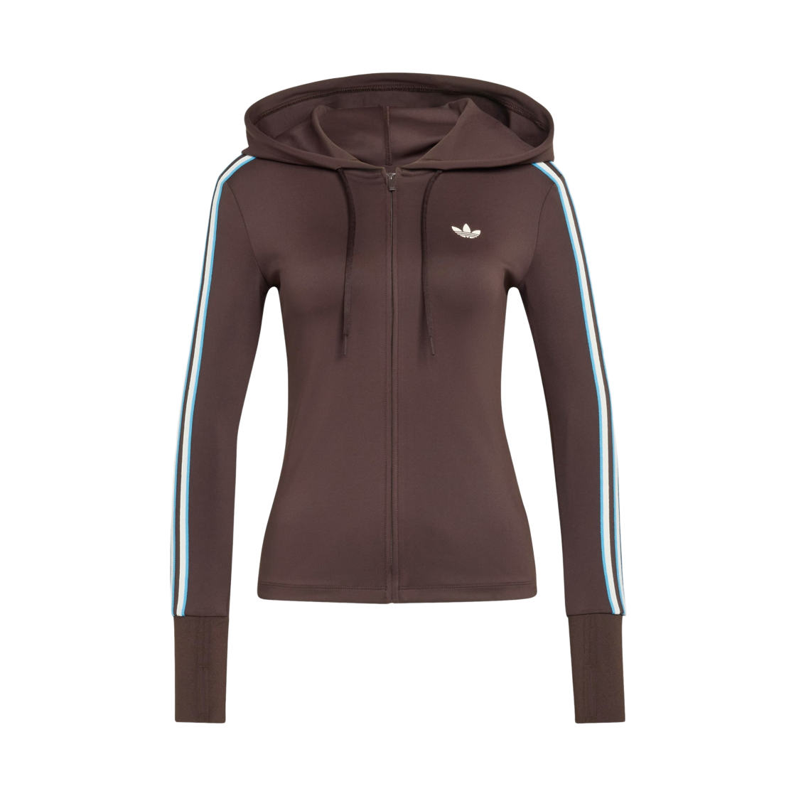 (W) 아디다스 오리지널스 후디드 트레포일 지퍼 자켓 오로라 커피 - KR 사이즈((W) Adidas Originals Hooded Trefoil Zipper Jacket Aurora Coffee - KR Sizing) - 1