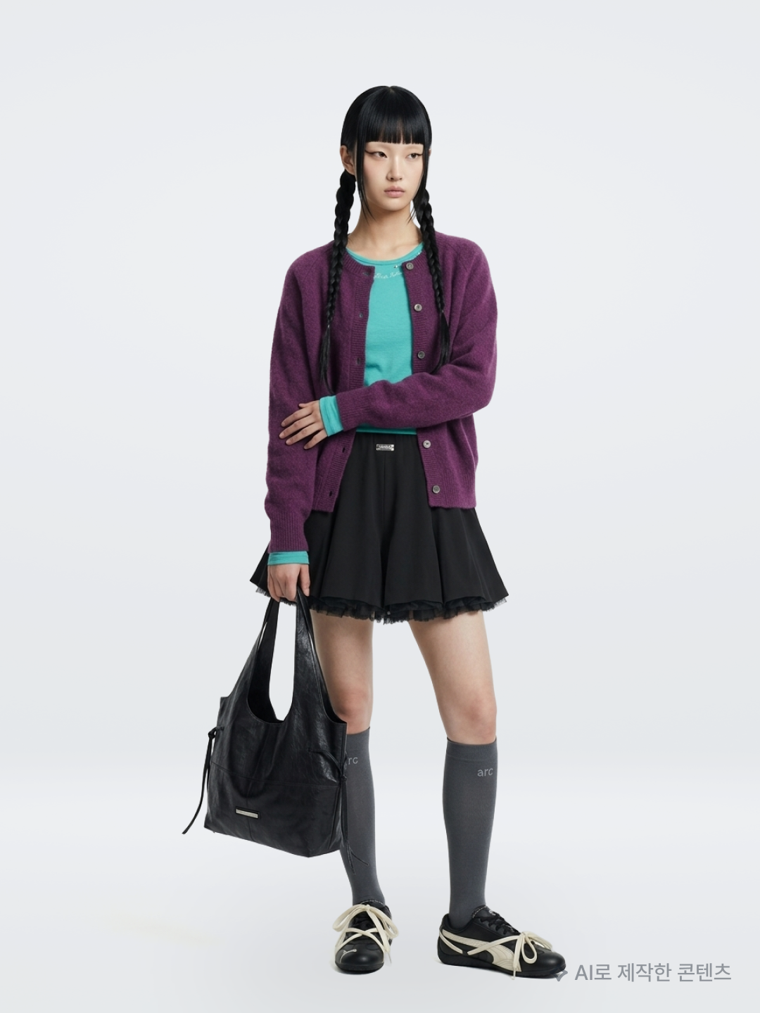 (W) Pleats Please Issey Miyake Mist July Top Dark Blue, sayuu Wool Lounge Maxi Skirt Brown 착용 스타일 - 5