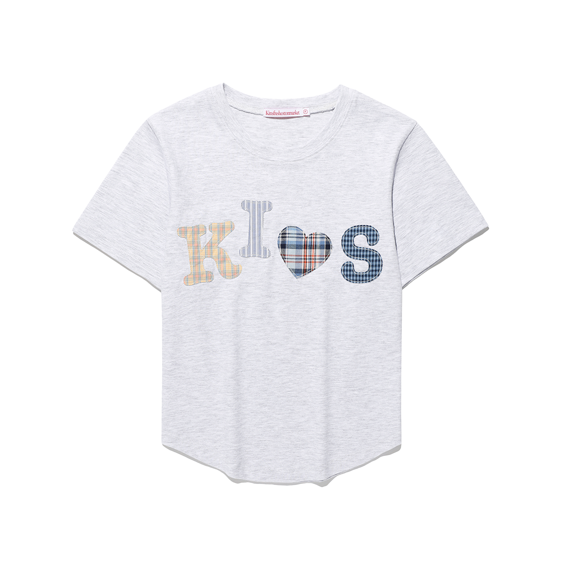 KIB6MFT503BGR Kims Fresh Cotton Market Bumpy Kiss Logo App Tee Grey