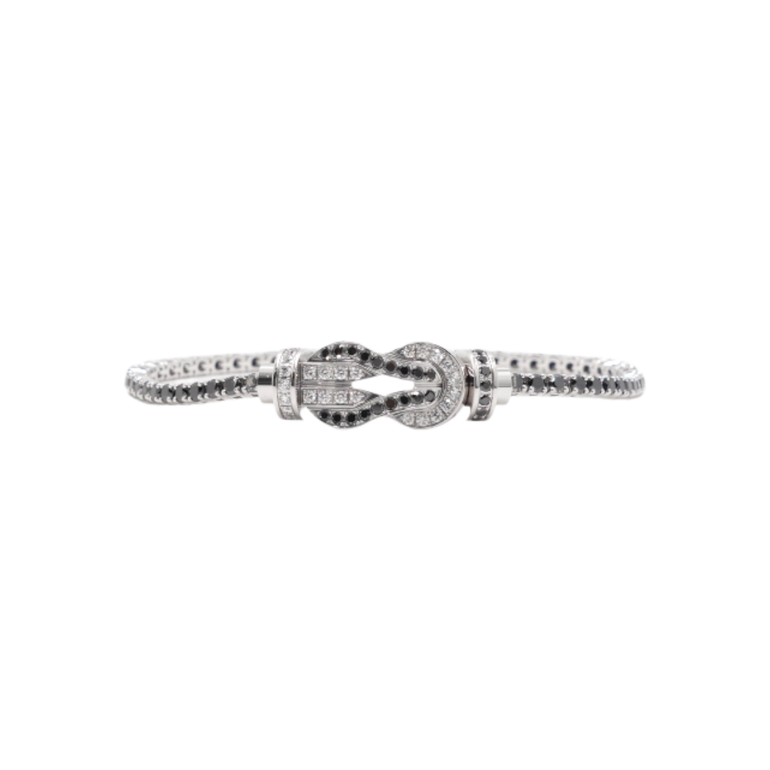 ITG6C536HU5D FRED 18K White Gold Chance Infinity Large Black&White Pave Diamond Bracelet
