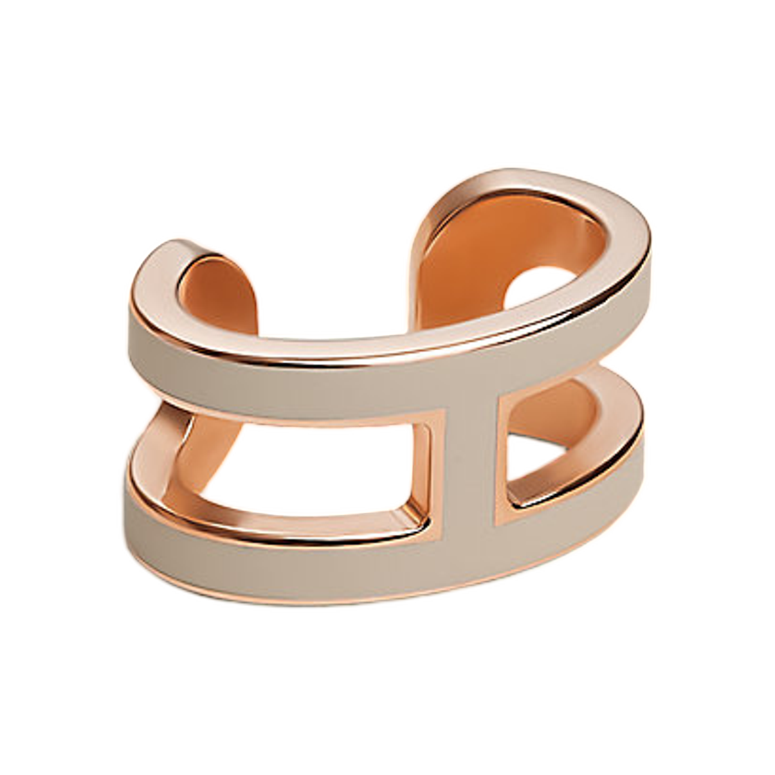 (W) 에르메스 팝아슈 H 이어 커프 래커드 메탈 & 로즈 골드 하드웨어 마롱 글라세((W) Hermes Pop H Ear Cuff Lacquered Metal & Rose Gold Marron Glace) - 1