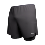 DECATHLON Kiprun Men's Running 2in1 Shorts Run 500 Smoke Black