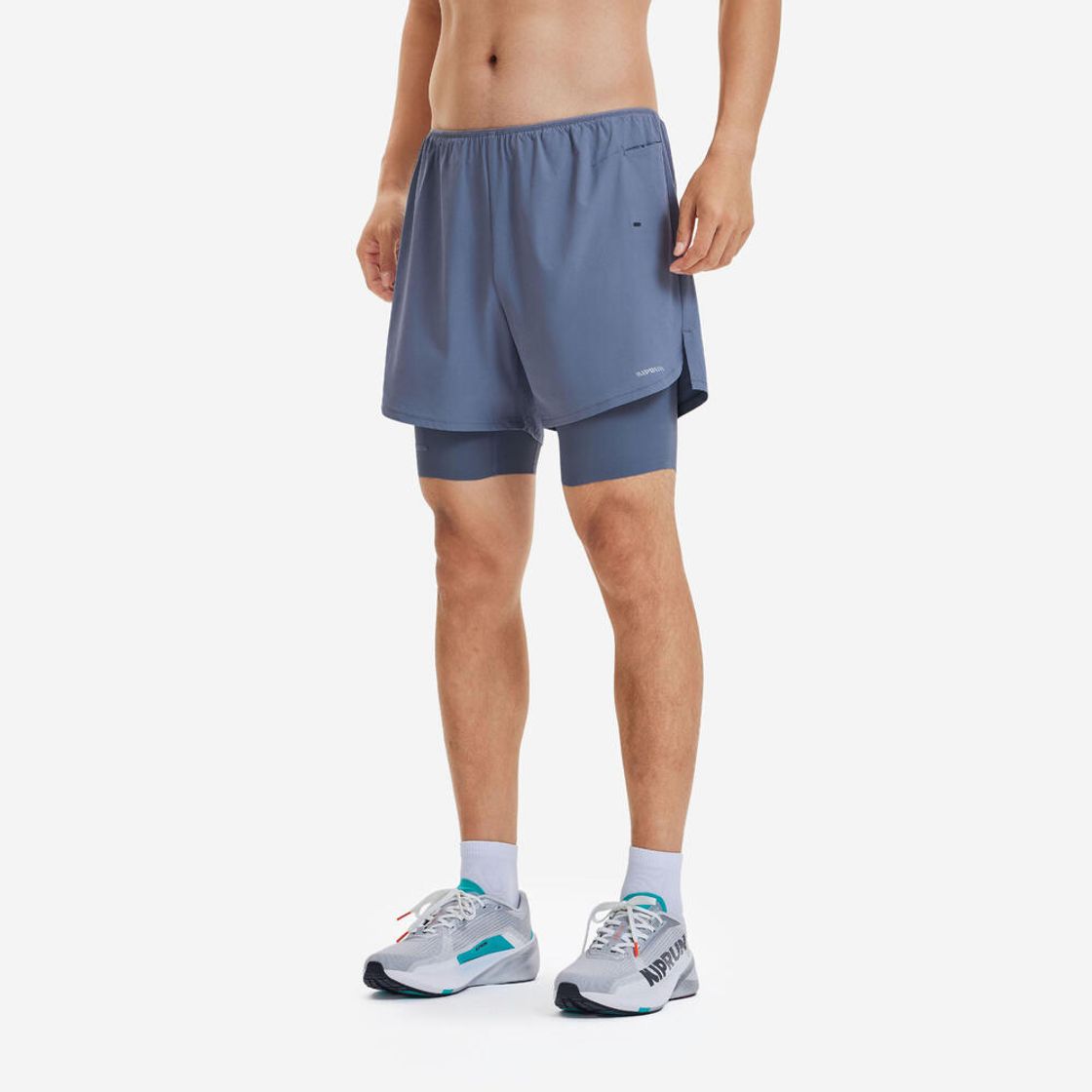 데카트론 남성 5인치 러닝 투인원 쇼츠 런 500 콘크리트 그레이(DECATHLON Men's 5" Running 2-in-1 Shorts Run 500 Concrete Grey) - 2