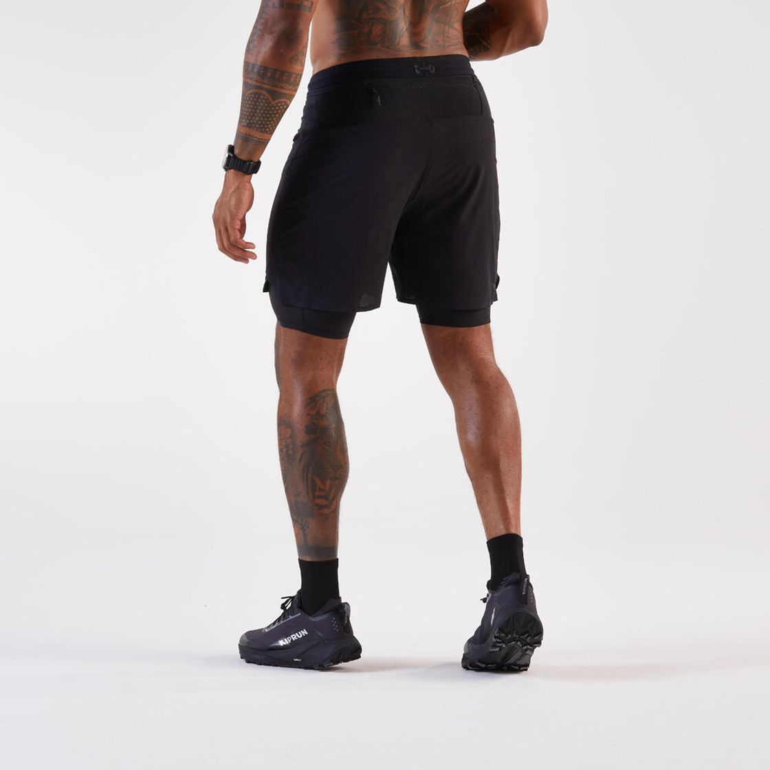 데카트론 남성 9인치 트레일러닝 투인원 쇼츠 런 울트라 900 스모크 블랙(DECATHLON Men's 9" Trail Running 2-in-1 Shorts Run Ultra 900 Smoke Black) - 2