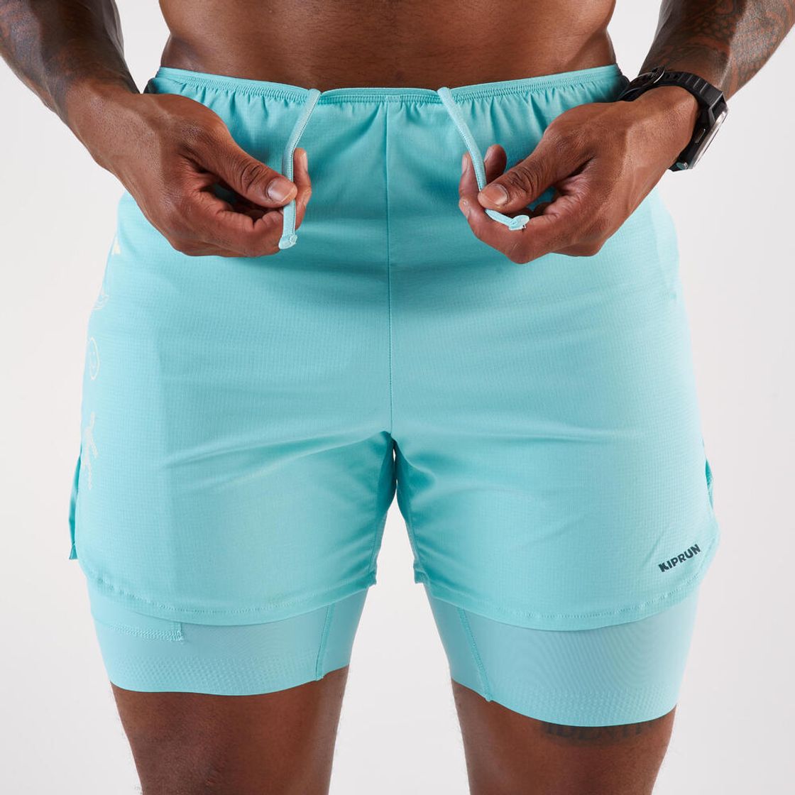 데카트론 남성 5인치 러닝 투인원 쇼츠 런 500 라군 블루(DECATHLON Men's 5" Running 2-in-1 Shorts Run 500 Lagoon Blue) - 4