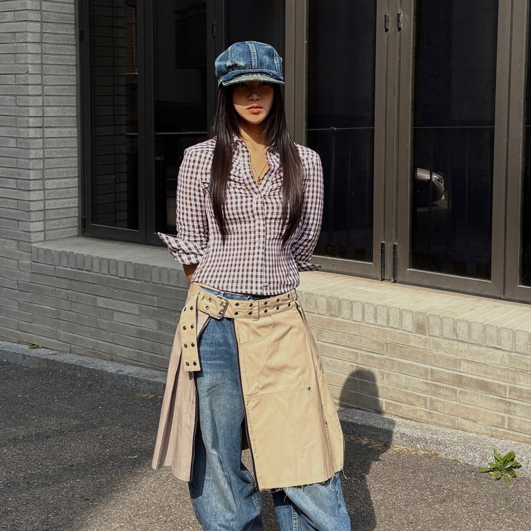Thevinylhouse Three-Quarter Sleeve Shirts (W) Brown 착용 스타일