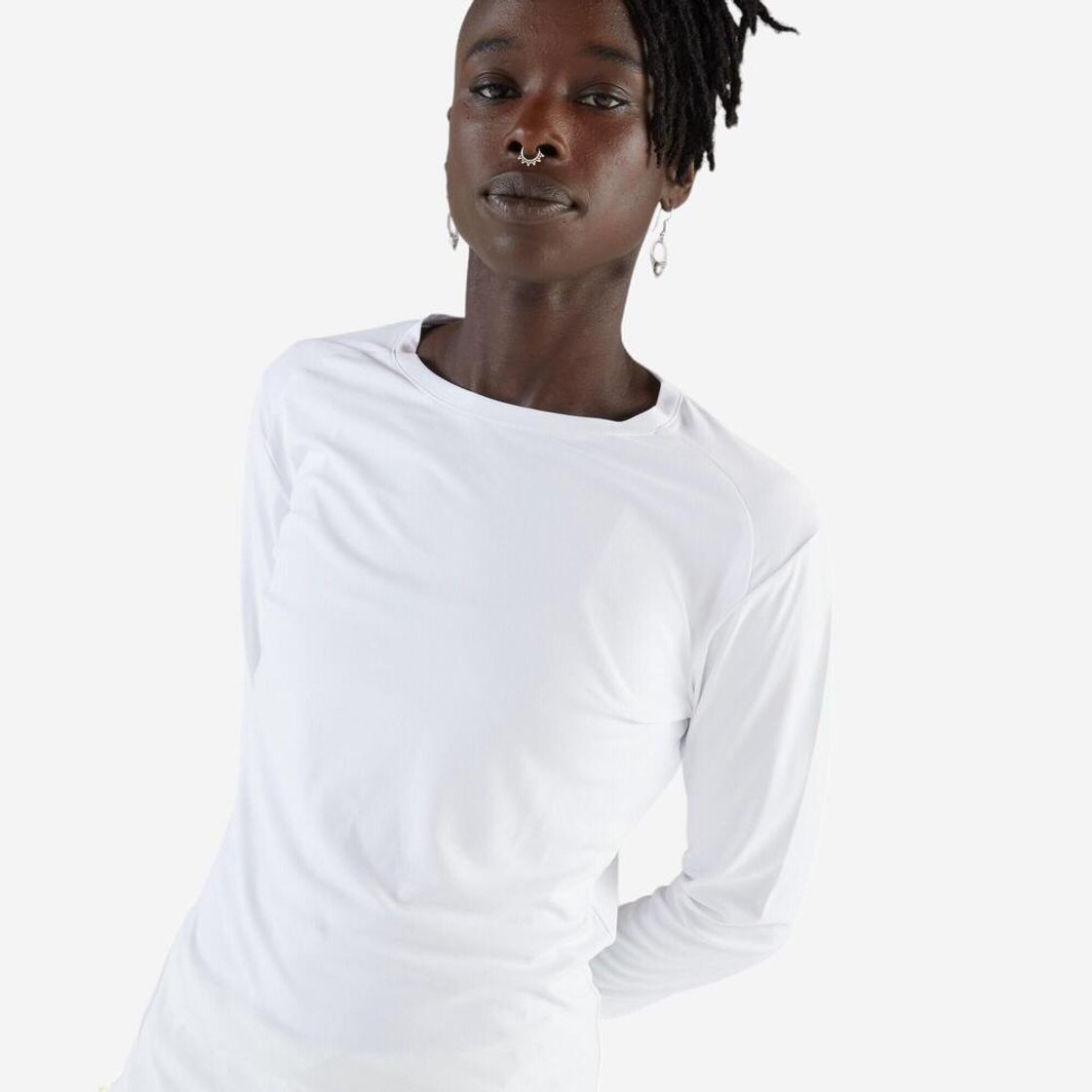 데카트론 여성 러닝 긴팔 티 런 선 프로텍트 100 울트라 화이트(DECATHLON Women's Running Long-Sleeved T-Shirt Run Sun Protect 100 Ultra White) - 2