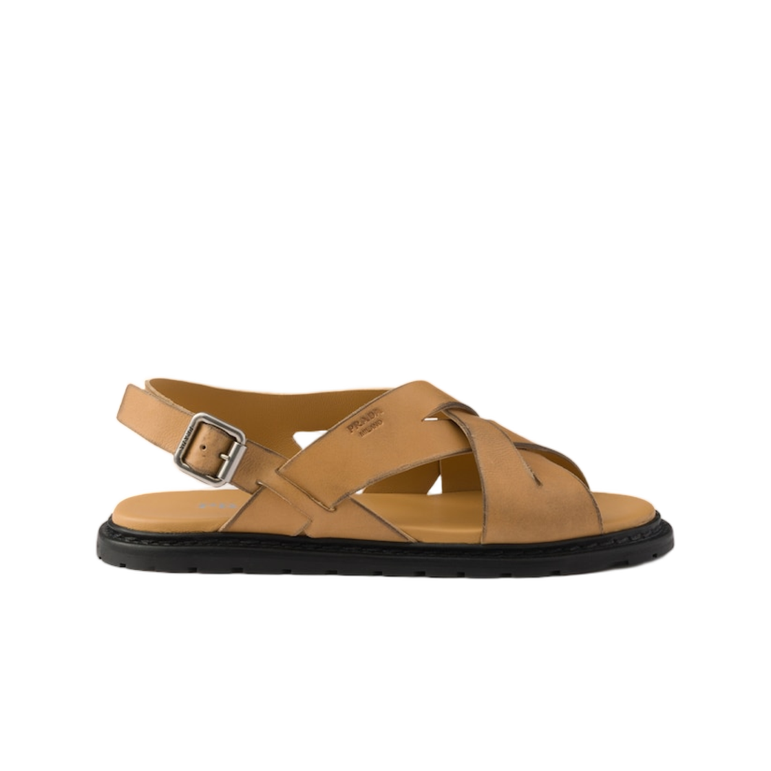 1X511O-V69-F0018 (W) Prada Antiqued Leather Sandals Natural