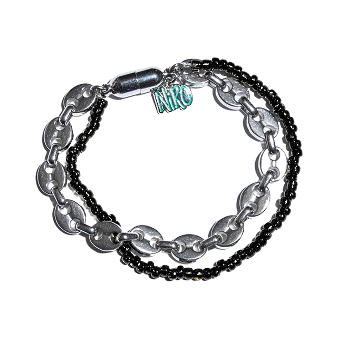 니로 세렌디피티 에잇 체인 비즈 브레이슬릿 #70 블랙(NiRO.SERENDiPiTY Eight Chain Beads Bracelet #70 Black) - 1